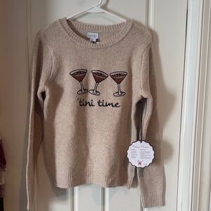 Nicole Miller NY Beige Sweater with Martini Design